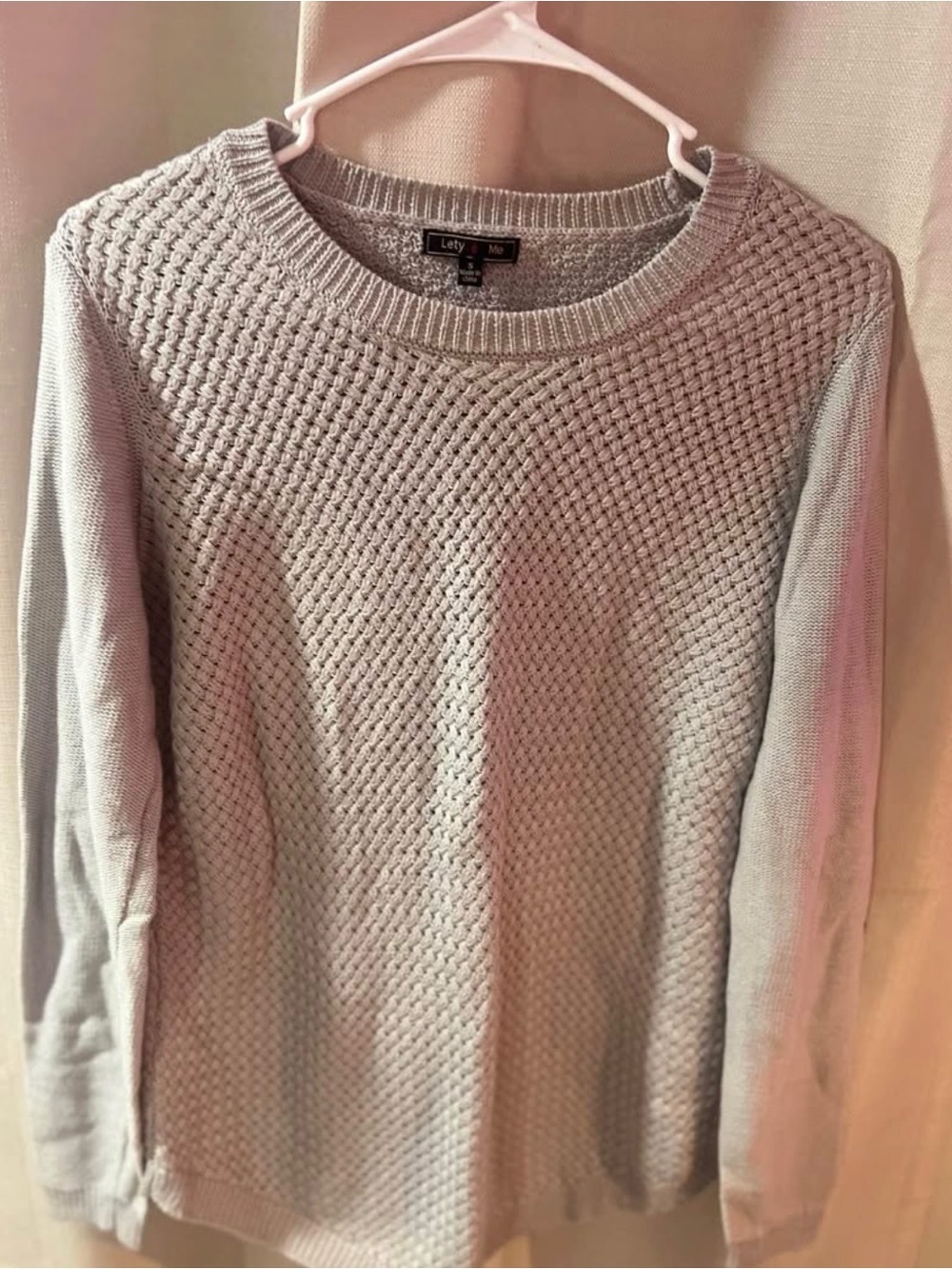 Lety & Me Gray sweater with brown elbow patches size small